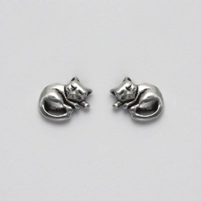 Tiny Sleeping Cat Earrings