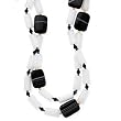 14K BEAD, WHITE JADE AND ONYX SINGLE STRAND NECK,60"NO CLASP