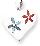 Mother Of Pearl Enameled Heart Charm, Sterling Silver