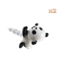 niceEshop 2Pcs x White Black Panda 3.5mm Earphone Anti Dust Plug for iPhone 5/4S