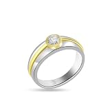0.60 Ct Men's Diamond 'Solitaire' Ring 14k Two Tone Gold