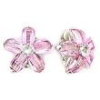 Rhodium Plated Brass with Rose Cubic Zirconia Earrings, Weight: 23.40gm - Flower