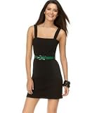 Ali Ro Sleeveless Black Dress with and Green Belt