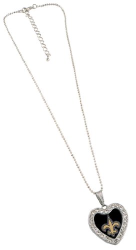 NFL New Orleans Saints Reversible Crystal Heart Pendant with 16