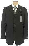 Kenneth Cole - Kenneth Cole Mens Single Breasted 3 Button Solid Black Wool Suit - Size 42L