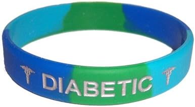 Diabetic Medical ID Wristband OceanSwirl with Silver Color Fill Large