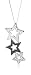 Silver Black & White Cubic Zirconia Triple Star Pendant on adjustable curb Chain 16