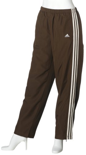 adidas Women's 3 Stripe Wind Pant, Chocolate, light bone, XL