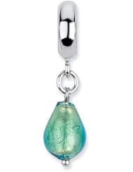 Sterling Silver Reflections Seafoam Italian Murano Glass Dangle Bead