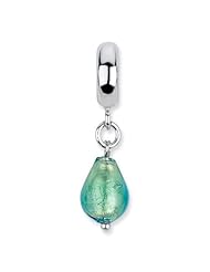 Sterling Silver s Seafoam Italian Murano Glass Dangle Bead by Reflection Beads, Best Quality Free Gift Box Satisfaction Guaranteed
