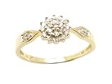 9ct Yellow Gold 010ct Diamond Cluster Engagement Ring With Diamond Set Shoulders Size P