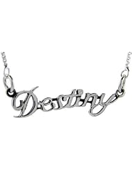 Sterling Silver DESTINY Name Necklace 3/8 inch, 17 inches long