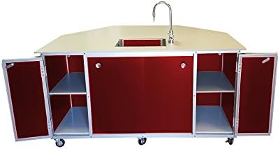 Monsam PSE-2042 Portable Science Lab Workstation, 61.25" Cabinet Width, 10" Basin Width, 14" Basin Length, Red