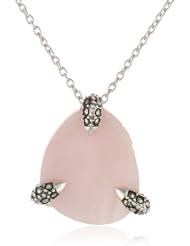 Judith Jack "Kauai" Sterling Silver, Marcasite and Mother of Pearl Frontal Necklace, 18"
