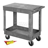 Plastic Flat Top Shelf Service & Utility Cart 34 X 17.5 - 5 Inch Rubber Casters