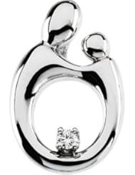 Genuine IceCarats Designer Jewelry Gift 14K White Gold Mother & Child Sm. Dia Pendant. Sm Dia Mother & Child Sm. Dia Pendant In 14K White Gold