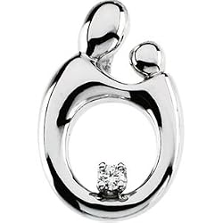 14K White Gold Mother and Child Diamond Pendant by Janel Russell