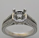 14k White Gold Diamond Ring Setting for A Round Diamond 1.50 CT
