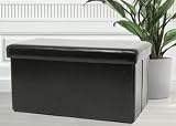 Kennedy Home Collection 30-Inch Faux leather Folding Ottoman, Black