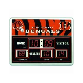 Cincinnati Bengals 14 x 19 LED Scoreboard Clock and Thermometer