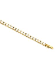 7.25in Gold-plated Prong Set White Cz Bracelet, Best Quality Free Gift Box Satisfaction Guaranteed