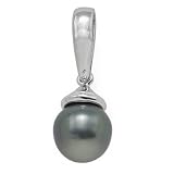 Tahitian Black Pearl Pendant in 14K White Gold