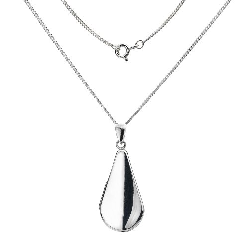 >Cheapest Silver Plain Teardrop Shaped Locket Pendant with 46cm