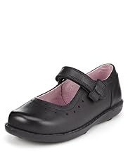 Leather Wide Fit Riptape Bow School Shoes