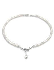 Mikura Necklace, 18K Gold, Freshwater Pearls, 7.5-4.5mm, "A" Quality w/ Diamonds -48 cm