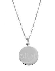 Sterling Silver Engravable Monogrammable Round Circle Pendant with Box Chain Necklace