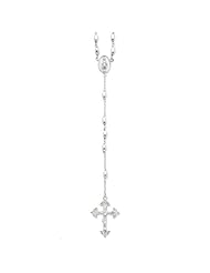 Sterling Silver 18in Polished Rosary Necklace. Metal Wt- 17.45g