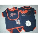 Detroit Tigers Baby Onesie, Bib, and Booties - 6 - 9 Months