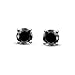 .75CT Black Round CZ Stud Earrings Unisex .925 Sterling Silver