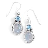Faceted Blue Topaz/Moonstone Earrings