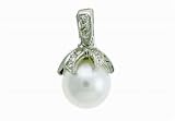 Ladies 0.08ct Diamond and 7mm White Pearl Bloom Pendant