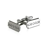 Edgy Silver Razor Blade Cufflinks with Gift Box