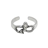 Snake Toe Ring Sterling Silver Adjustable with Jewel