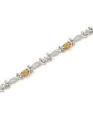 14kt Yellow Gold Oval Citrine and Diamond Bracelet
