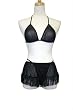 Exposed by Magic Silk Wavy Line Mesh Bra/Skirt and G-String Set, Lrg/Xl, Black