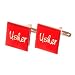 Ring Bearer Red & Silver Coloured Square Cufflinks with Free Gift Box - Ringbearer Wedding Gift (Pic shows Usher design)