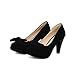 BeanFashion Girls Closed Round Toe High Heel Chunky Heels Platform PU Frosted Solid Pumps with Bowknot
