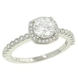 Pave/Bezel Diamond Engagement Ring .21cttw (CZ ctr)
