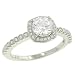 Pave/Bezel Diamond Engagement Ring .21cttw (CZ ctr)
