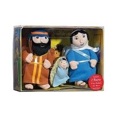 Bibel-Puppen Krippenfiguren Weihnachts-Set: Maria, Josef, Jesus in Krippe, 2 B�chlein