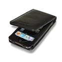 4G Touch Luxury Black Genuine Leather Case Cover & Screen Protector for New Apple iPod Touch 4th Generation - 8GB 32GB 64GB