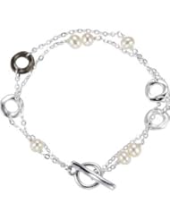 Freshwater Cultured Pearl & Fashion Circle Bracelet Sterling Silver Pearl 650288