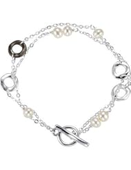 Sterling Silver Pearl Fashion Bracelet by US Gems