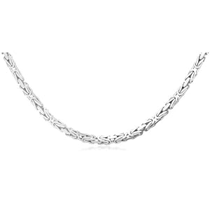 14k White Gold 2.5mm Square Byzantine Chain Necklace, 24