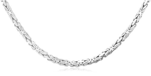 14k White Gold 1.8mm Square Byzantine Chain Necklace, 24