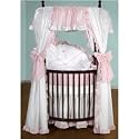 Darling Drapes Round Crib Bedding Set - color: pink gingham